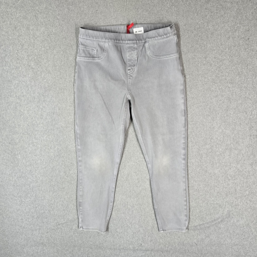 Spanx Women Pants L Gray Cropped Jean Ish Leggings 23" Inseam Logo Stretch